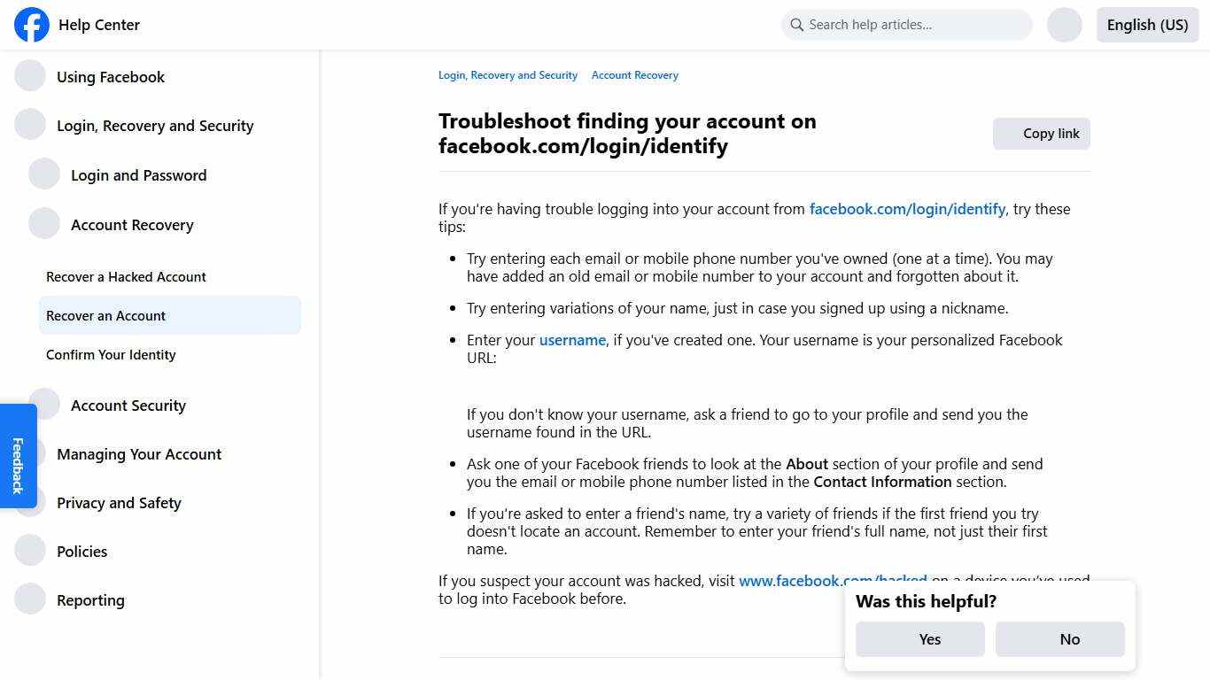 Troubleshoot finding your account on facebook.com/login/identify Facebook Help Center